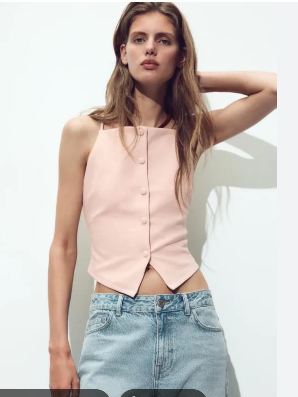 Zara Blush Pink Button-Front Camisole